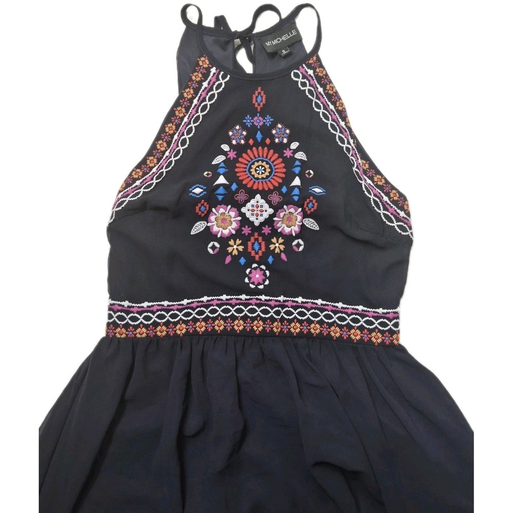 Vintage My Michelle Dress Size 0 Embroidered Hi Low Halter Whimsygoth Coachella